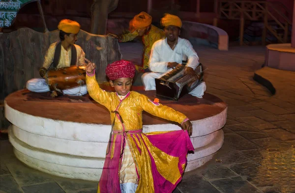 Jaipur Hindistan Ekim 2012 Bir Grup Sanatçı Müzisyen Dansçı Rajasthan — Stok fotoğraf