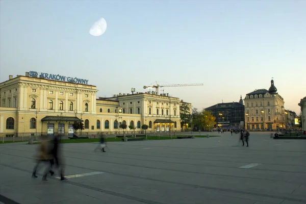 Cracóvia Polônia Novembro 2014 Vista Ângulo Largo Praça Principal Sob — Fotografia de Stock