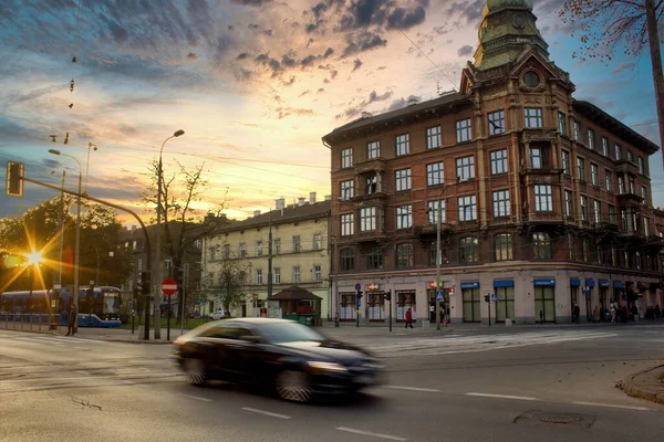 Krakov Polsko Listopadu 2014 Širokoúhlý Pohled Městskou Krajinu Blízkosti Starého — Stock fotografie