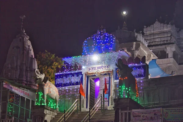 Udaipur India Травня 2013 Нічний Вид Декорованого Храму Джагдіш Гінду — стокове фото