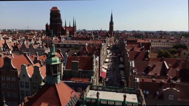 Gdańsk Polska Północna Zdjęcia Lotnicze Dronów Polskiej Architektury Centrum Głównego — Wideo stockowe