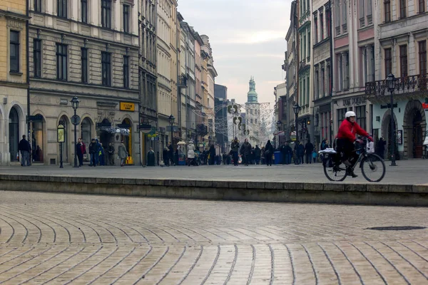 Krakau Polen Dezember 2014 Geschmückte Straße Während Der Weihnachtsdekoration Auf — Stockfoto