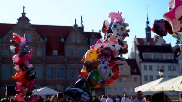 Danzica Polonia Del Nord Agosto 2020 Occupata Piazza Del Mercato — Video Stock