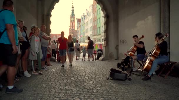 Gdansk Kuzey Polonya Ağustos 2020 Halk Turist Sokak Müzisyenlerinin Hafta — Stok video