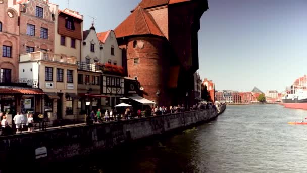 Gdansk Pologne Nord Août 2020 Amarré Architecture Extérieure Navires Bâtiments — Video