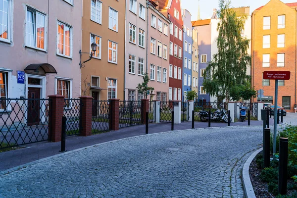 Danzig Nordpolen August 2020 Buntes Architektonisches Gebäude Und Motorrad Auf — Stockfoto