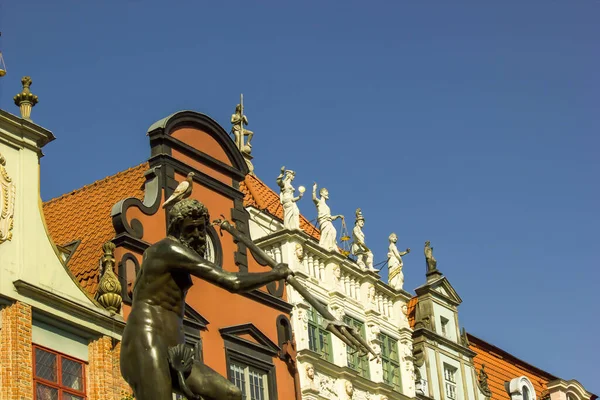 Gdansk North Poland August 2020 Close Famous Neptune Fountain Famous — Stock Photo, Image