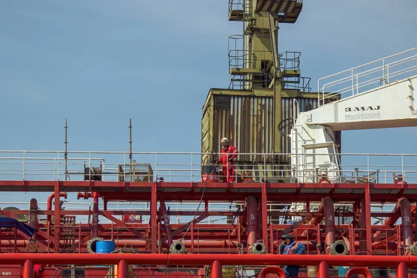 Gdansk Polonia Del Norte Agosto 2020 Trabajador Industrial Uniforme Que — Foto de Stock