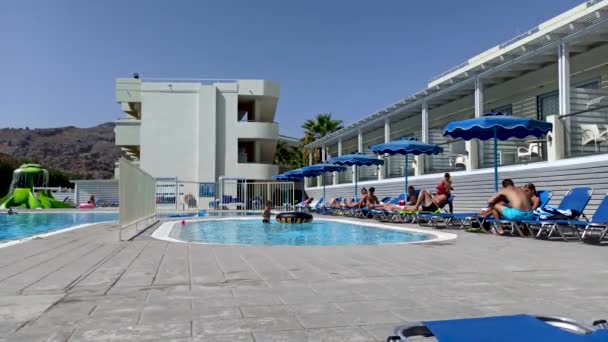 Rhodes Grécia Setembro 2020 Vista Interior Hotel Estrelas Localizado Meio — Vídeo de Stock