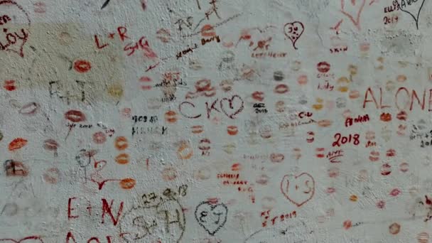 Rodas Grecia Septiembre 2020 Muralla Amor Con Besos Escritura Varios — Vídeos de Stock