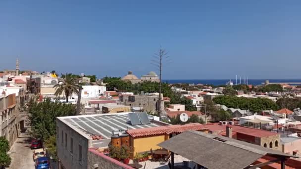 Rhodes Yunani September 2020 Pan Shot Rumah Rumah Yang Dibangun — Stok Video