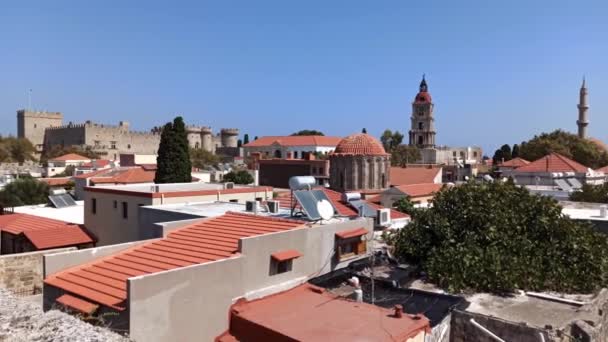 Rodos Yunanistan Eylül 2020 Rodos Şehrinde Inşa Edilen Evler Ortaçağ — Stok video
