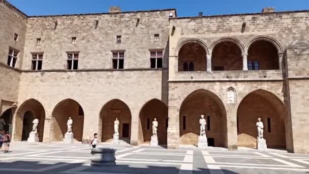 Rhodes Grèce Septembre 2020 Panorama Musée Archéologique Rhodes Intérieur Touriste — Video