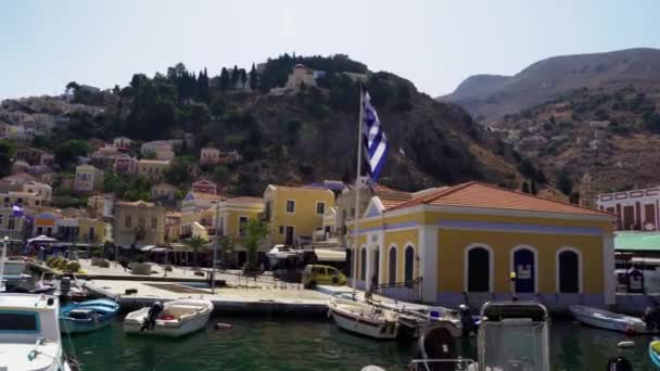 Symi Griekenland September 2020 Grieks Eiland Onderdeel Van Dodekanesos Eilandengroep — Stockvideo