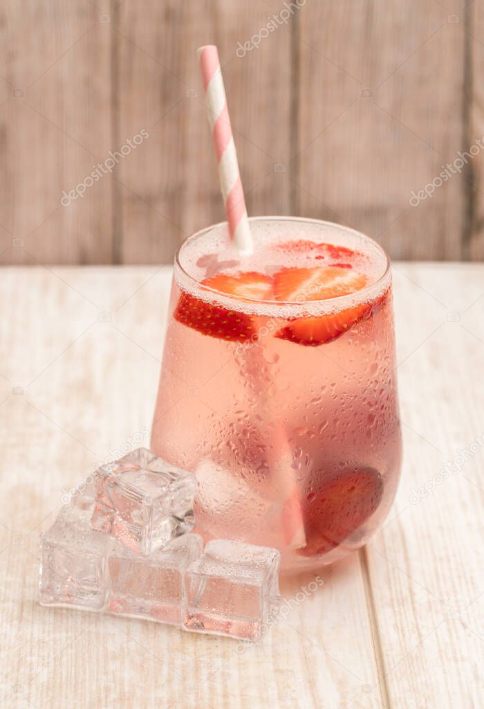 Cold icy fruity drinks with strawberry