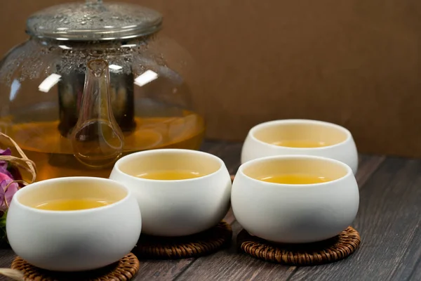 Милый Японский Чайный Набор Стеклянным Чайником — стоковое фото