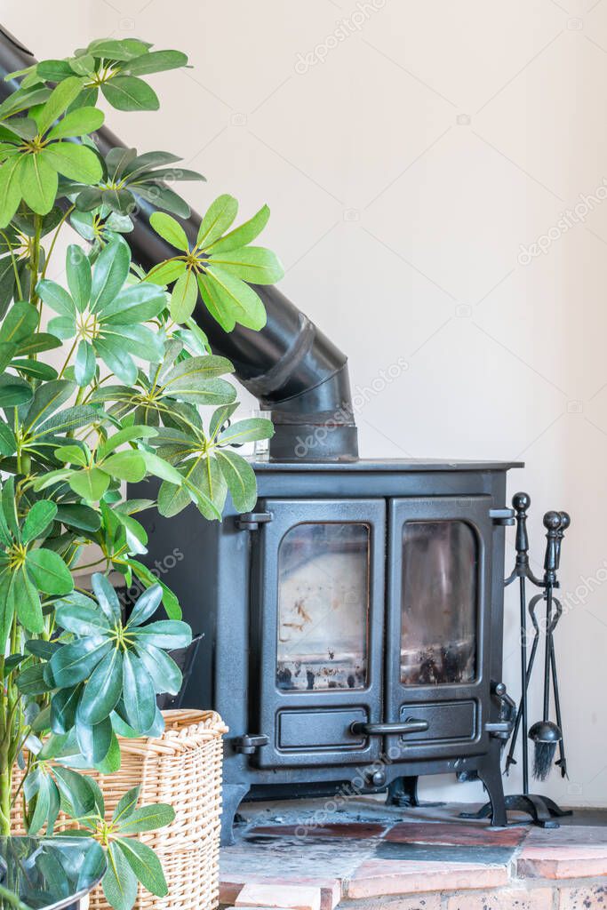 Small iron vintage fireplace