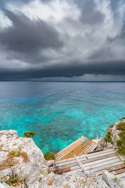 Nuages Orageux Sur Mer Large Île Caribéenne Curaçao — Photo