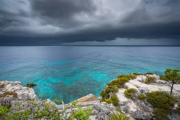 Nubes Tormentosas Sobre Mar Frente Isla Caribeña Curazao —  Fotos de Stock