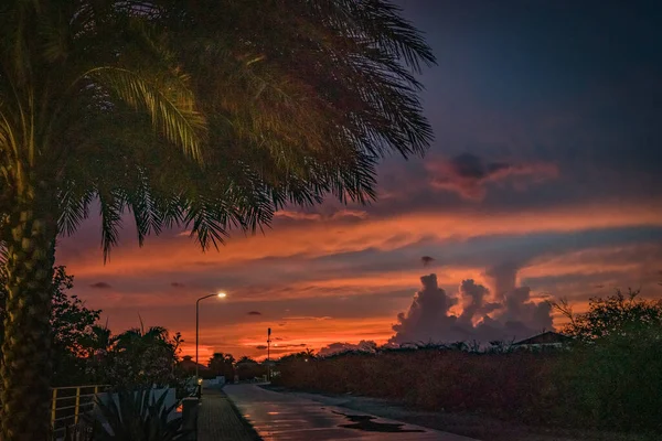 Sunset Caribbean Isand Curacao — Stock Photo, Image