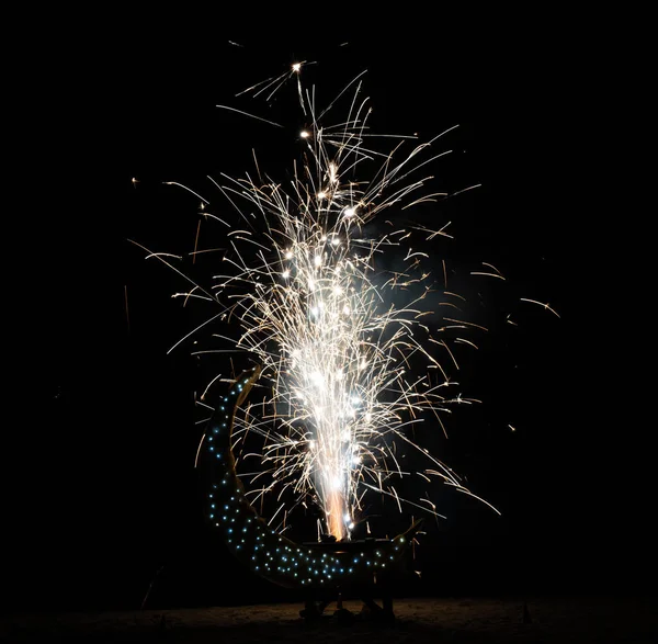 Vuurwerk Show Een Zwarte Achtergrond — Stockfoto