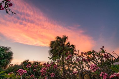 Karayip adası Curacao 'da okyanus üzerinde gün batımı