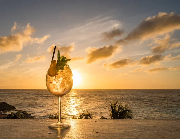 Sonnenuntergang Über Dem Ozean Auf Der Karibik Insel Curacao — Stockfoto