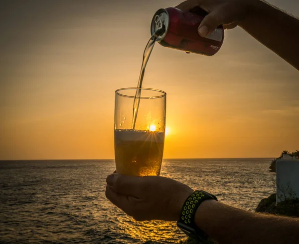 Sonnenuntergang Über Dem Ozean Auf Der Karibik Insel Curacao — Stockfoto