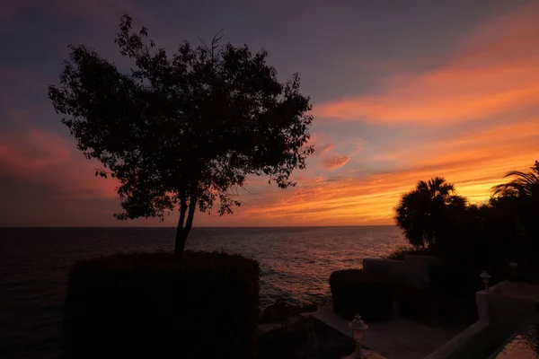 Ηλιοβασίλεμα Πάνω Από Τον Ωκεανό Στην Καραϊβική Νησί Του Κουρασάο — Φωτογραφία Αρχείου