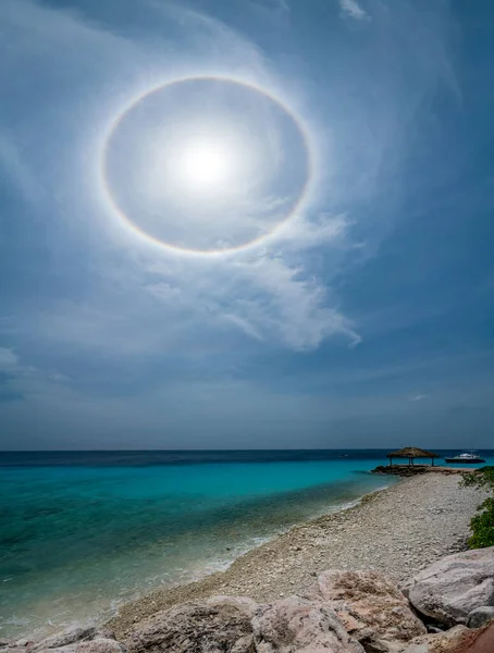 Ein Sonnenhalo Sonnenhund Sonnenbogen Viele Worte Dieses Erstaunliche Ereignis Beschreiben — Stockfoto