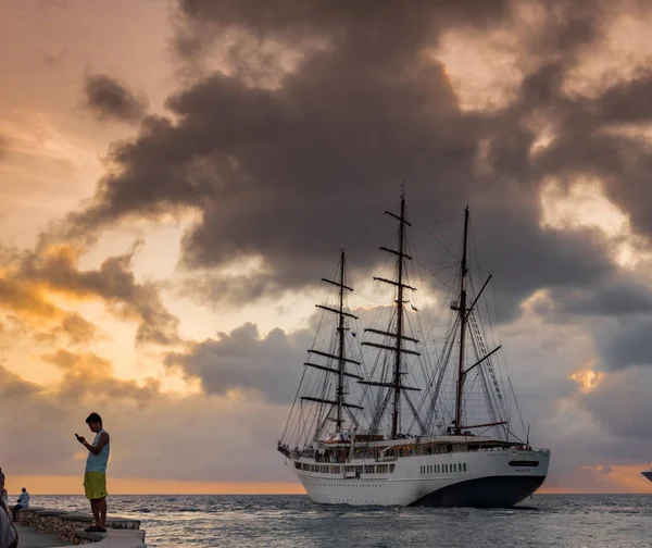 Barcos Punda Vistas Para Ilha Caribenha Curaçao — Fotografia de Stock