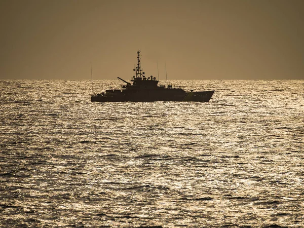 Bateau Patrouille Militaire Coucher Soleil Curaçao — Photo