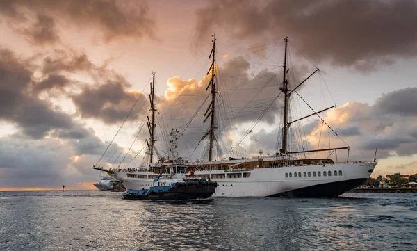 Csónakok Punda Kilátás Karib Tenger Szigetén Curacao — Stock Fotó