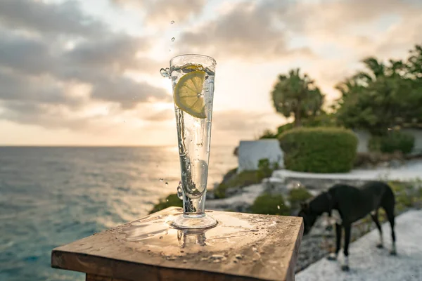 Bevande Tramonto Sull Oceano Curacao — Foto Stock