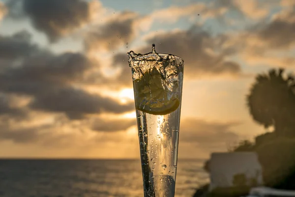Getränke Bei Sonnenuntergang Meer Curacao — Stockfoto