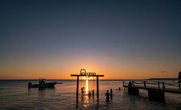 Zachód Słońca Nad Oceanem Karaibskiej Wyspie Curacao — Zdjęcie stockowe