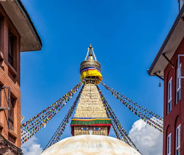 Buddhistická Stupa Boudhy Modlitební Vlajky Káthmándú Nepálu Asie — Stock fotografie