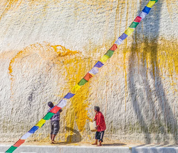 Stupa Buddista Boudha Bandiere Preghiera Kathmandu Nepal Asia — Foto Stock