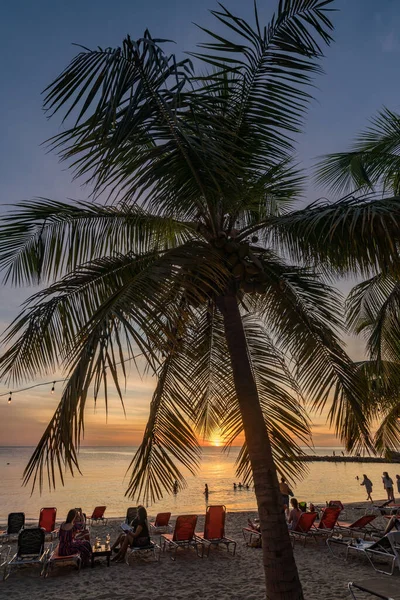 Puesta Sol Sobre Océano Isla Caribeña Curazao —  Fotos de Stock