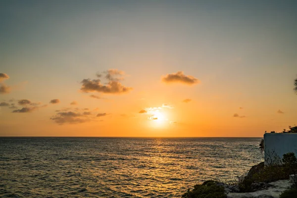 Zachód Słońca Nad Oceanem Karaibskiej Wyspie Curacao — Zdjęcie stockowe