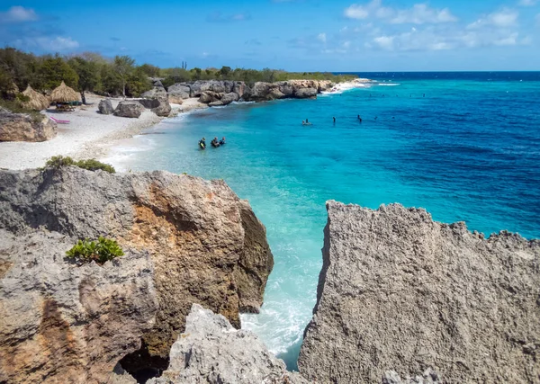 Zatoka Dyrektorów Plaża Widok Karaibską Wyspę Curacao — Zdjęcie stockowe