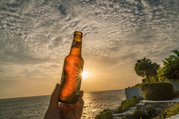 Coucher Soleil Sur Océan Sur Île Caribéenne Curaçao — Photo