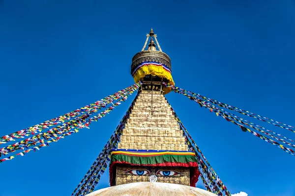 Buddhistická Stupa Boudhy Modlitební Vlajky Káthmándú Nepálu Asie — Stock fotografie