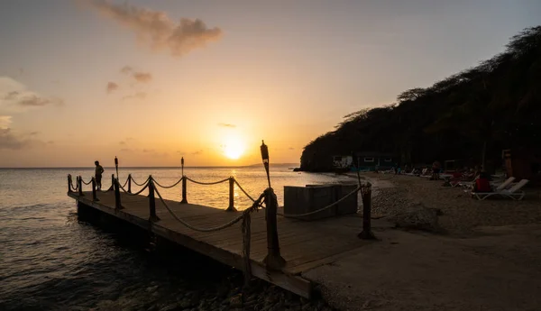 Sonnenuntergang Über Dem Ozean Auf Der Karibik Insel Curacao — Stockfoto