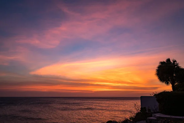 Puesta Sol Sobre Océano Isla Caribeña Curazao — Foto de Stock