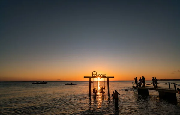 Tramonto Sull Oceano Sull Isola Caraibica Curacao — Foto Stock