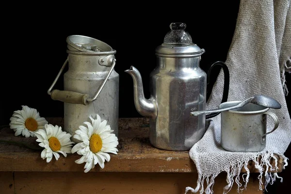 Hayat: papatya çiçeği, kupa, kupa, sulama kutusu, küçük teneke, 60 'ların retro, klasik, çaydanlık.