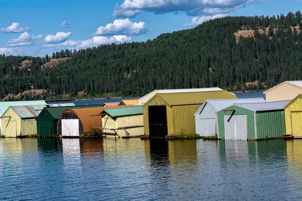 Boat Houses Chatcolet Lake Idaho — Stock Photo, Image