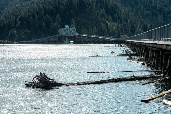 Most Nad Jeziorem Chatcolet Park Stanowy Heyburn Idaho — Zdjęcie stockowe