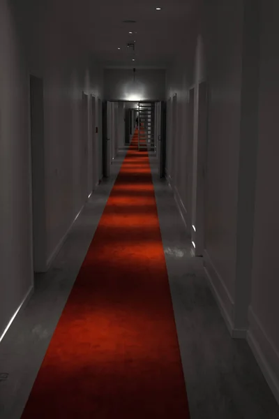 Long Corridor Red Carpet — Stock Photo, Image